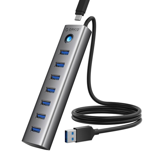 Usb hub aluminium port - aluminium, 7